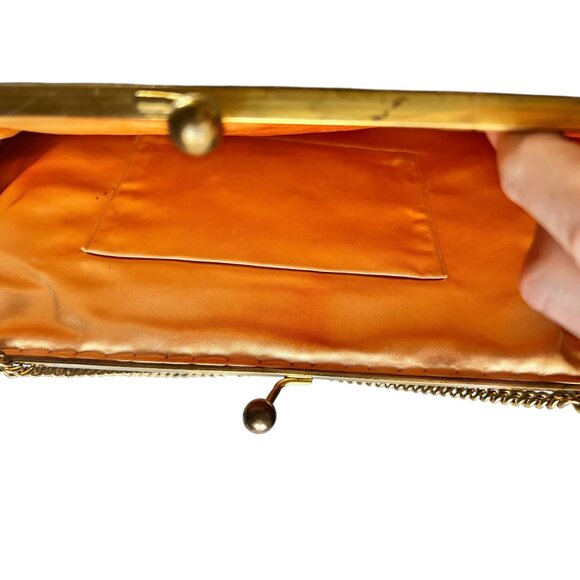 Vintage Needlepoint Floral Handbag Chain Handle Satin Lining - Picture 2 of 16